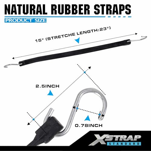 XSTRAP STANDARD 20PK 100% EPDM Bungee Cords 15" Natural Rubber Tarp Straps - size: 15''
