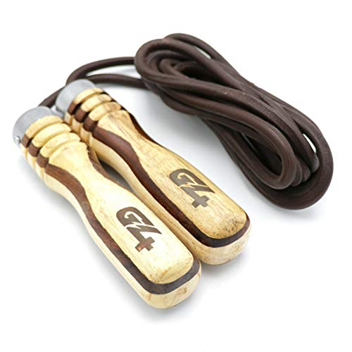 G4 Vision Leather Bearing Skipping Speed Rope Jump Ropes Cardio Cross fit Workouts Gym Adjustable Fitness Wooden Handle