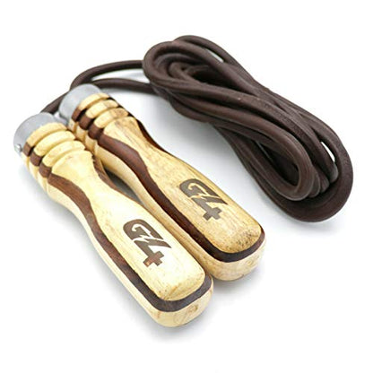 G4 Vision Leather Bearing Skipping Speed Rope Jump Ropes Cardio Cross fit Workouts Gym Adjustable Fitness Wooden Handle