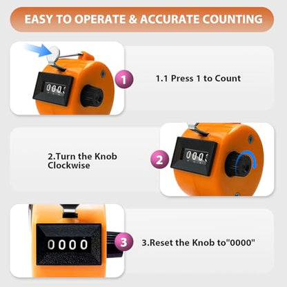6 Pack Clicker Counter, Hand Tally Counters, 4 Digit Display Clicker - color: Candy Color
