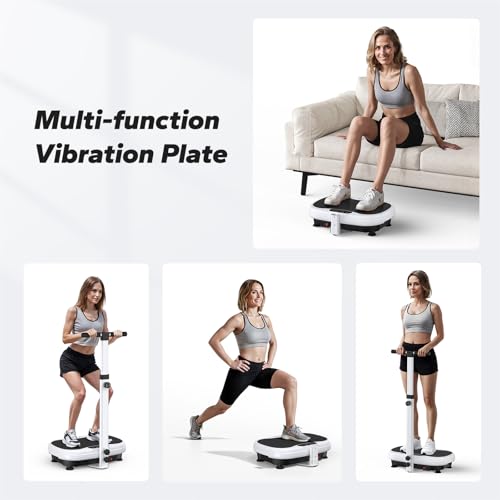 MERACH Vibration Plate Exercise Machine with Handle, 330 lbs Capacity - color: White