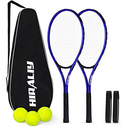 HIRALIY 27-Inch Tennis Racket for Adults with Ball and Carry Bag - color: Blue