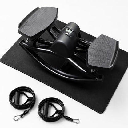 Rock Stepper - Steppers for Exercise at Home, Portable Stepper Side to Side with Digital Display & Resistance Bands, 330 LBS Capacity Full Body Workout Low-Impact Knee-Friendly 3D Stair Stepper - color: Black- B