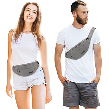 MAXTOP Small Cross body Bag Shoulder Fanny Pack for Women Men - color: Gray(Washed Nylon with Gray Zipper)