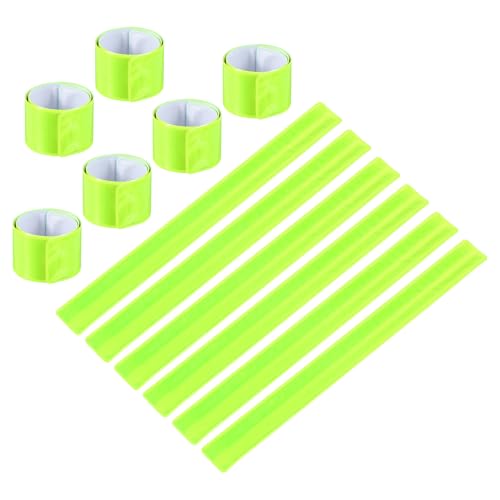 PATIKIL Reflective Slap Bands, Reflector Band Snap Bracelet Armbands High Visibility Safety Reflectors Wrist Strap Strips for Night Jogging Cycling Running Hiking - color: Fluorescent Green