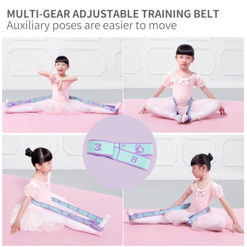 Adjustable Stretch Strap for Kids, 8-Loop Elastic Resistance Band for Children Gymnastics, Ballet Dance, Yoga, Stuff，Pilates & Flexibility Training, Home Exercise Equipment for Girls - color: Blue
