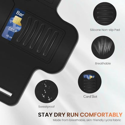 PORTHOLIC Running Armband Phone Holder with Earphone Pouch Fits up to 6.9"