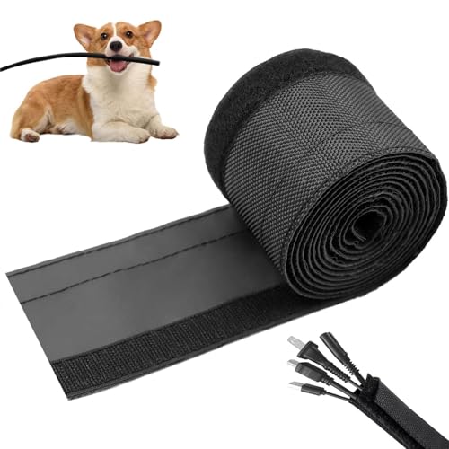 1/2" - 6.6 Ft Dog/Cat Cord Protector, Hook and Loop Cable Sleeve - size: 1/2" - 6.6Ft