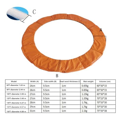 Replacement Trampoline Safety Pad Mat, 6FT 8FT 10FT 12FT 13FT 14FT 16FT UV Resistant Safety Mat Spring Cover - color: Orange, size: 14FT-427cm