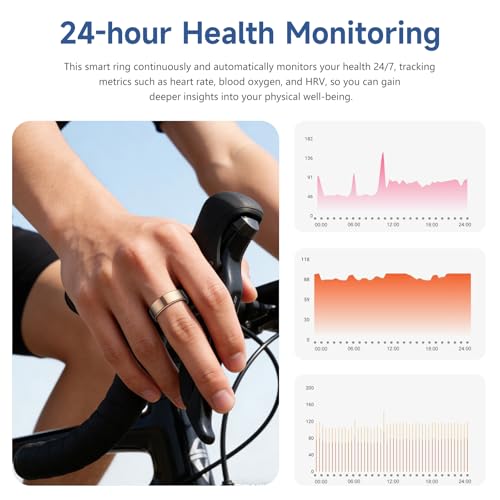 Smart Ring for Women Men, Health Tracker, Fitness Ring (Rose Gold, 10#) - color: Rose Gold, size: 10#