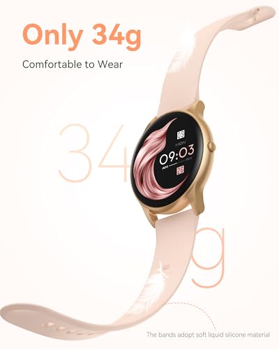 AGPTEK Smart Watch for Women, 5ATM Waterproof Fitness Watch(Rose Gold)
