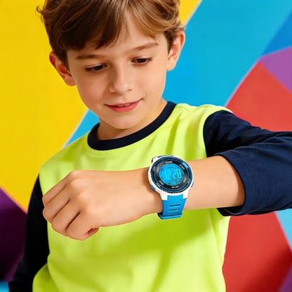 DTKID Digital Kids Watch 30 M Waterproof for Girls Boys 5-16 - color: Bright blue