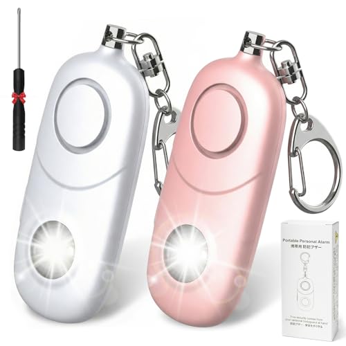 Personal Alarm for Women Keychain Alarm: Qoosea 135dB Emergency Keychain Siren with Strobe Light Loud Siren for Women Kids Students Seniors Emergency Self-Defense for Night Sports - color: Blush Pink + White