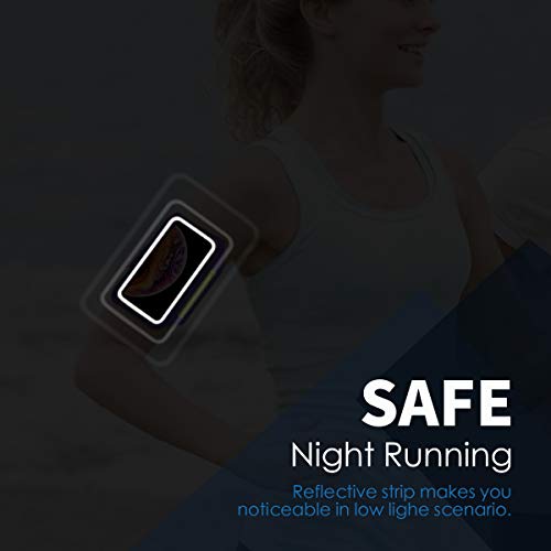 Running Armband with Earphone Pouch Fits Phones up to 6.9" - color: Purple (Up to 6.9''), size: Medium