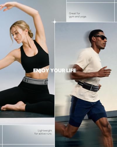 WATERFLY Running Belt Fanny Pack: Slim Lightweight 3 Pockets for Women Men - color: Grey, size: Medium