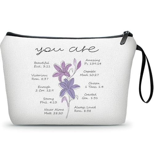 Christian Floral Bible Verse Inspirational Gifts Makeup Bag for Women - color: Christian-4