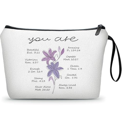 Christian Floral Bible Verse Inspirational Gifts Makeup Bag for Women - color: Christian-4