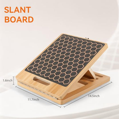 Slant Board for Calf Stretching – Adjustable, 300 Lbs Capacity, Wooden