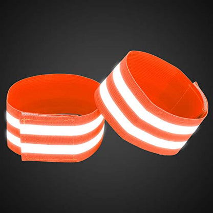 X AUTOHAUX 4pcs Reflective Bands for Arm High Visibility Night Cycling Riding Reflector Tape Straps Bracelet - color: Orange