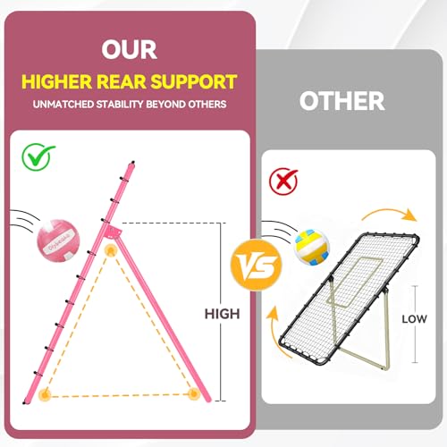 6 Adjustable AnglesVolleyball Rebounder Net 7x4 FT Bounce Back Trainer - color: Pink