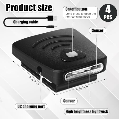 Aurelema 4 Pcs LED Clip on Cap Lights USB Rechargeable Waterproof