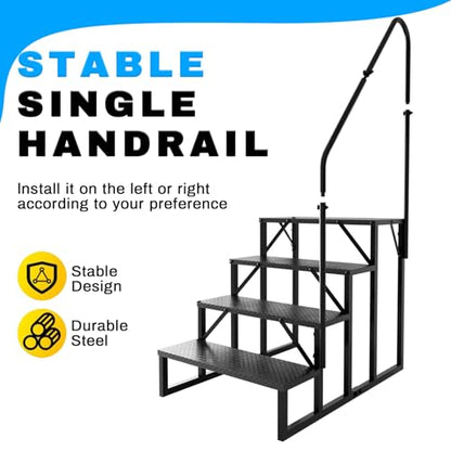 RV Stairs 4 Step Ladder, RV Steps Anti-Slip, Hot Tub Steps with Handrail, 660 lbs RV Ladder for 5th Wheel RV, Mobile Home Stairs - size: 4 Step