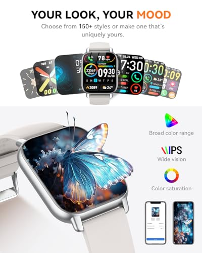 Smart Watches for Men Women, Fitness Tracker with Activity Counter/Sleep Monitor, IP68 Waterproof Smart Watch for Android iPhone iOS Compatible (Starlight, 1.83) - color: Starlight