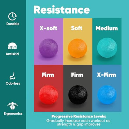HiKeep Stress Balls for Adults (6 Pack), Stress Ball, Grip Strength Trainer