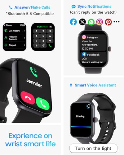 1.91" Smart Watch for Men Women with ALEXA, Fitness Watch for Android iOS - color: Black