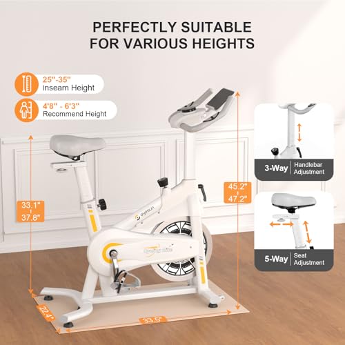 Exercise Bikes for Home,Spin Bike with Adjustable Magnetic,Brake Pad Resistance Silent Belt Drive,350lbs/300lbs Weight Capacity &Upgraded Version Seat for Home Cardio&Weight Loss(QM-530W) - color: White
