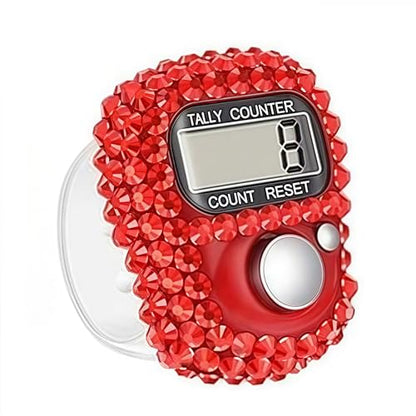 Electronic Finger Tally Counter Clicker Counter,Convenient Portable Digital Display Tally Counter,Resettable Mini Lap Counter for Golf Goods Counting Accessories,Track and Field Lap Counters - color: Red