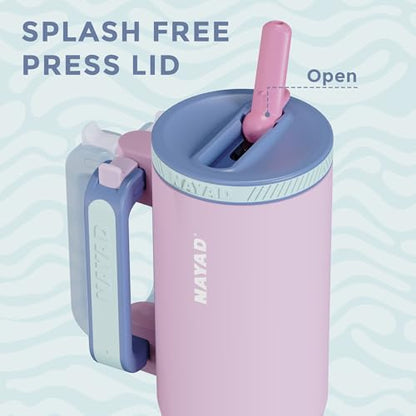 23oz Insulated Tumbler with Foldable Handle & 10oz Snack/Pill Container - color: pink