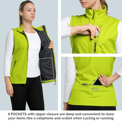 33,000ft Women's Lightweight Running Vest with 6 Pockets for Travel Golf - color: Lemon, size: XX-Large