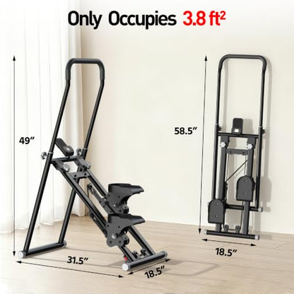 Steppers for Exercise at Home, Compact Folding Stair Climber with Quiet Shock-Absorbing Spring, Long Foam Grip, Stair Stepper for Full-Body Workout Equipment, Stair Stepper for Home
