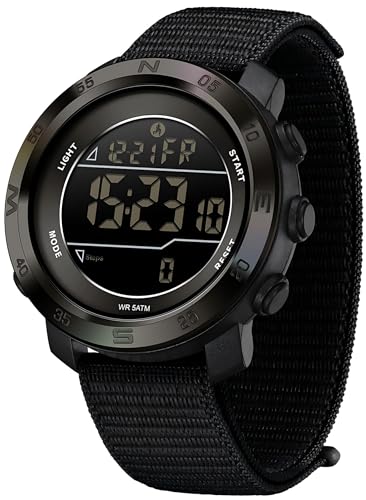 Pedometer Watches for Men Women Step Counter Watch No Phone No App Needed - color: Black