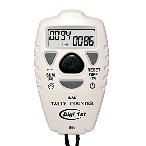 TC-895 Digital Dual Tally Counter, Electronic Up Down Clicker Counter, Add/Subtract People Counter, Handheld Pitch Counter for Golf, Lap & Sports Games - size: 3-1/2