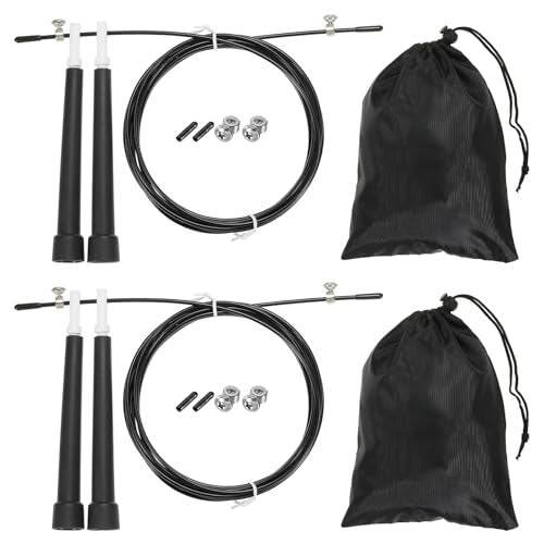 PATIKIL Speed Jump Rope, Adjustable Speed Skipping Rope Tangle-Free Fast Jump Rope with Storage Bag and Spare Parts - color: Black