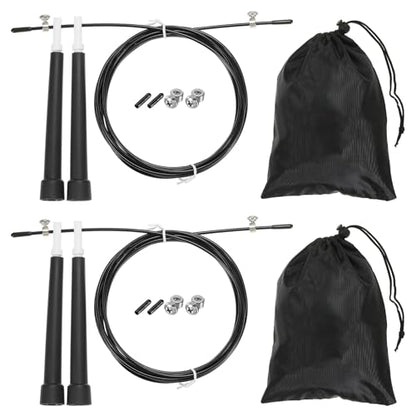 PATIKIL Speed Jump Rope, Adjustable Speed Skipping Rope Tangle-Free Fast Jump Rope with Storage Bag and Spare Parts - color: Black
