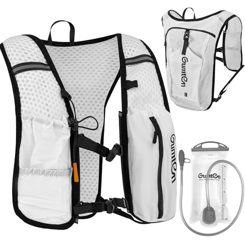Running Vest for Women Men Adjustable Running Hydration Vest with Phone Holder Reflective Strips for Marathon Hiking Cycling - size: White, style: Running Vest with one 1.5L Water Bladder