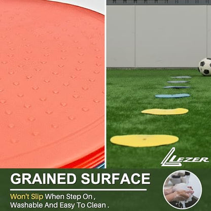 LEZER 9 Inch Flat Cones, Spot Markers, Soccer Cones, Field Court Markers, Sit Spots, Flat Discs, Soccer Training Equipment, Agility Practice, Football, Made in Taiwan - style: 9 inch with 24 pcs