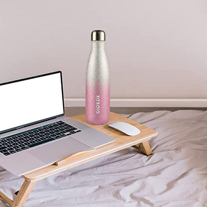 BJPKPK 17 oz Small Insulated Water Bottle, Stainless Steel, Leak Proof - color: Glitter Black, size: 17 Ounces