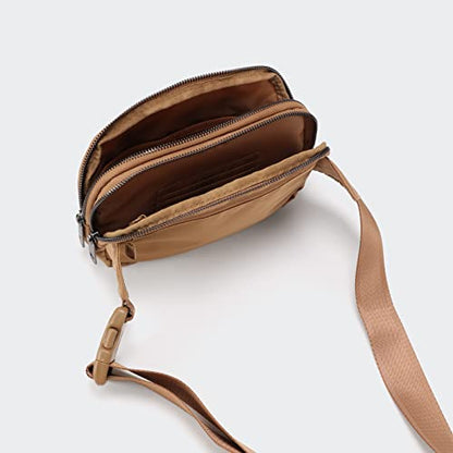 Pander Nylon Fanny Pack Belt Bag for Women with 5 Zipper Pockets - color: Caramel Burnt