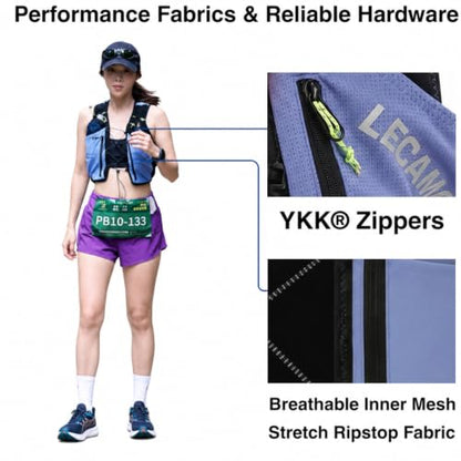 ROOT5 Running Hydration Vest 5L with 2 x 500ml Soft Flasks, Lightweight Running Vest with Water Bottles for Men and Women, Trail Running Pack - color: Black+purple, size: Large
