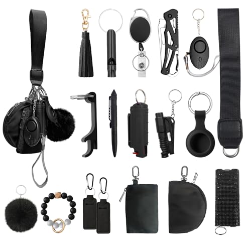 Araafur Wristlet Keychain Set with RFID Wallet Card Holder and Bottle Opener, Car Keychain Accessories for Women