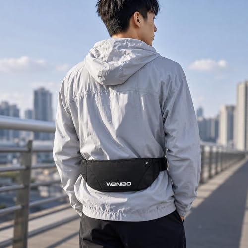 Waist Bag Running Belt Waterproof Sports Fanny Pack for Phone Fitness Marathon Travel (Black) - color: Black