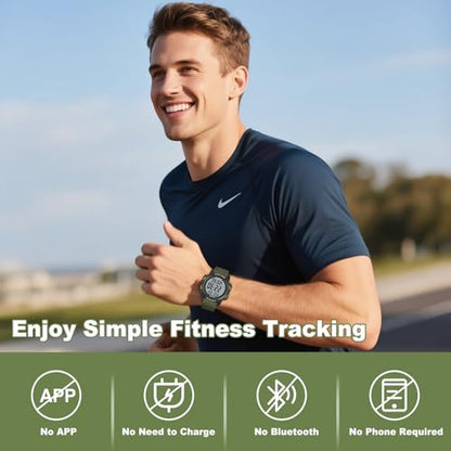 AVTREK Pedometer Watch for Walking Steps and Miles No Bluetooth/APP Needed - color: Green