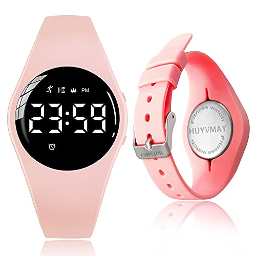 Kids Pedometer Fitness Watch Without App/Bluetooth, Rechargeable Sports Watch with 21-Day Battery Life, IP68 Waterproof Watch with Alarm Clock Timer Step/Distance/Calorie Counter for Kid Boys Girls - color: Pink