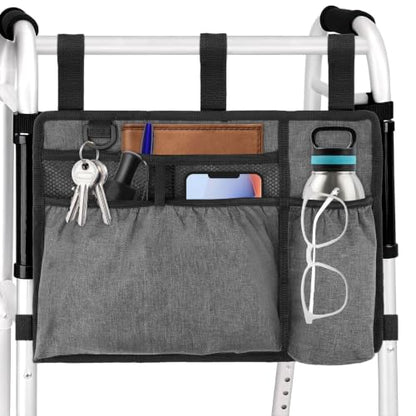 Walker Accessories, Foldable Walker Basket with Cup Holder (Gray) - color: Gray