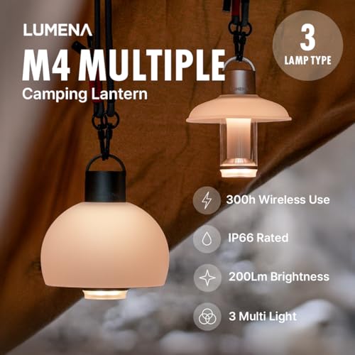 LUMENA M4 Portable LED Lantern | Rechargeable Camping Light, Water-Resistant, 3350mAh Battery, Adjustable Brightness & Modes, Magnetic, Durable for Outdoor & Emergency Use (Platinum Beige) - color: Platinum Beige