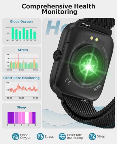 Luxury Black Metal Smart Watch for men with Magnetic Band, 2.06" AMOLED AOD - color: Midnight Black Metal